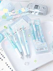 4pcs Four-Leaf Clover Retractable Gel Pen Set, 0.5mm Black Ink, CS Double Bead, Smooth Quick-Dry, Great For Student Daily Use, Lovely Stationery Gifts, Homework,Back-To-School Gift - Gel Pen - View 9