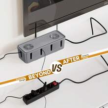 Grey Dustproof Power Cord Storage Box With Heat Dissipation Socket Box Home Office Cable Organizer - Multicolor - View 3
