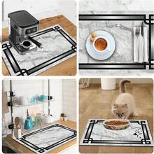 1pc Dish Drying Mat, Coffee Machine Mat, Premium Gold Marble Pattern Tabletop Drying Mat, Polyester Fiber Material, High Absorbency Kitchen Dish Drying Mat, Bowl & Plate Drainage Drying, Tabletop Protection And Decoration, Holiday Gift, Kitchen Decor - XYLSD698 - View 10