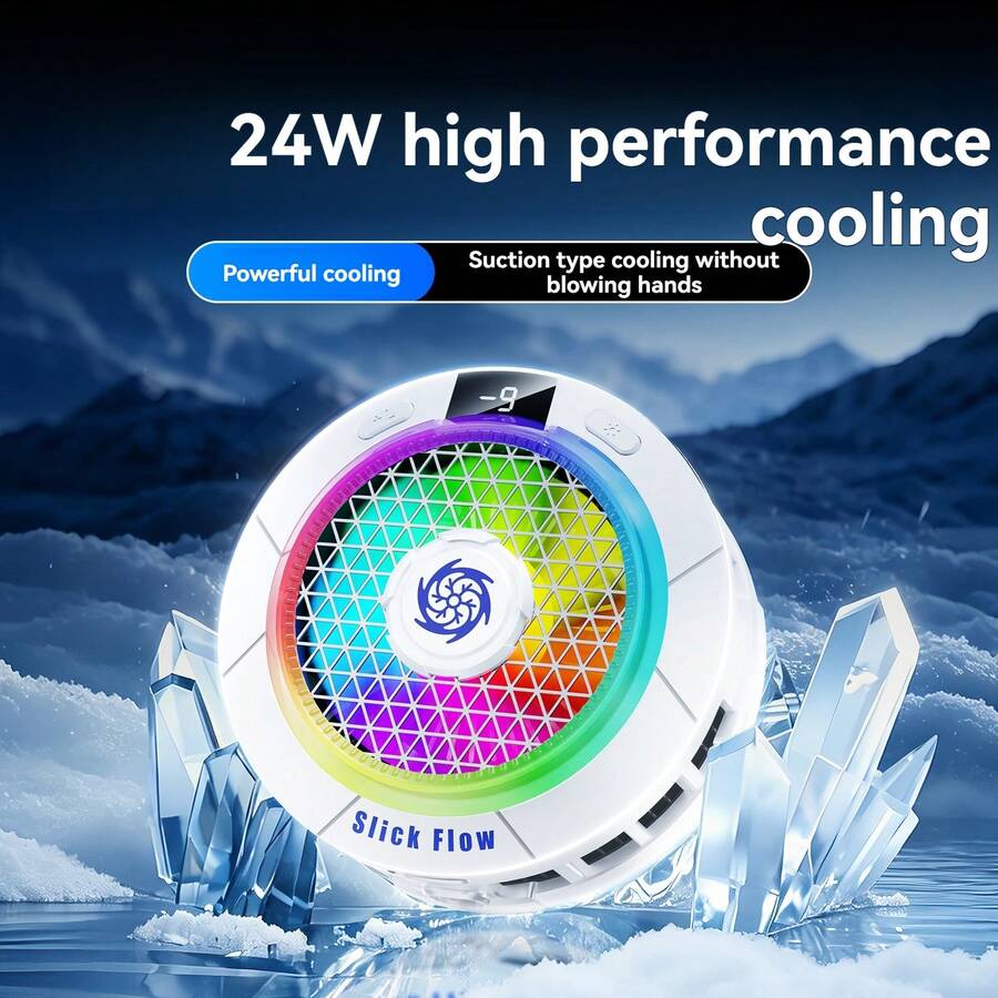 Adsorption Phone Cooler K58 PRO 24W High Power Semiconductor Phone Cooler, With Magnetic Clip, Powerful Cooling, AI Intelligent Temperature Control, RGB Lighting, Suitable For Mobile Gaming - Multicolor - View 1