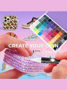 60,000pcs 60-Color Resin Jelly Rhinestone Set, 3mm Flat Back Multi-Color Diamond Flat Back Gemstones, Complete DIY Rhinestone Decoration Set With Pickup Tool, Suitable For Nail Art, Tumblers, Water Bottles, Phone Cases, High Heels, Hats, Handmade Crafts - Multicolor - View 6