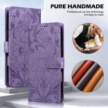 Leather Floral Elements Flip Phone Cases Floral Print PU Leather Wallet Phone Case, Bifold Edge Design With Card Slots And Strap, Comprehensive Protection For Various Smartphone Models, International Version, Not The Domestic Version Spring - Purple - View 1