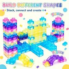 60 piezas - Nee - Bloques de construcción de silicona suave y sensorial - Bloques de construcción realistas para apilar y ensamblar - Juguete interactivo familiar pequeño - Regalo sorpresa para amigos - Multicolor - Ver 6