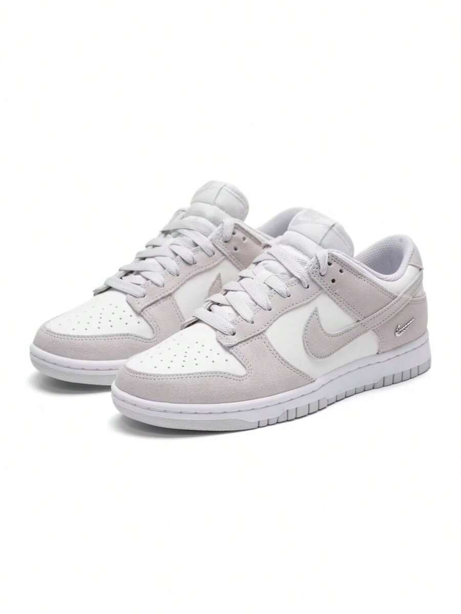 Nike New Women's DUNK Colorblock Metal Hook Retro Skate Shoes - White Gray - View 1