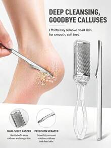 PYDESA 1/2/4/6/10Pcs Professional Stainless Steel Foot Skin Scraper And Metal Foot Scrubber, Home Pedicure Tool Set For Dead Skin Removal, Multi‑Purpose Professional Household Foot Care Foot Remover - Multicolor - View 5