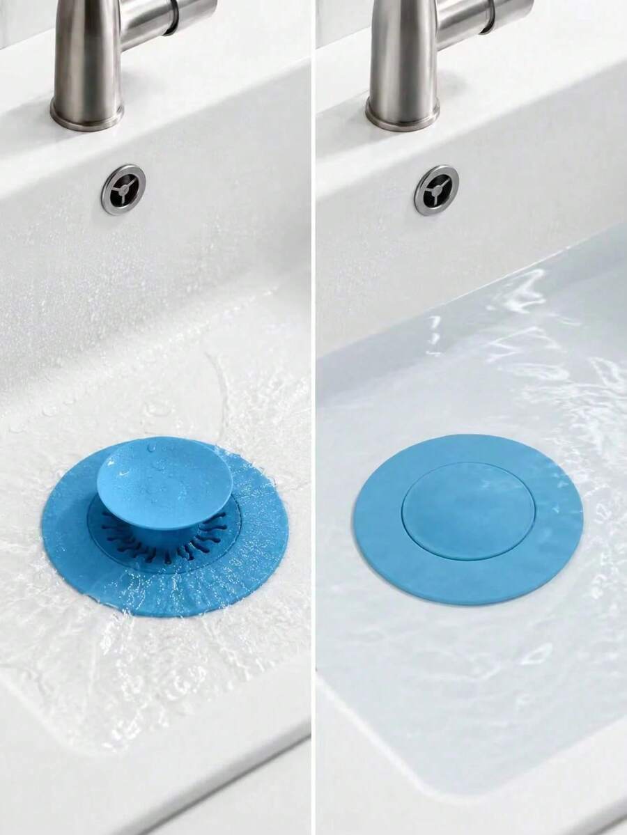 1pc Universal 2-In-1 Kitchen Sink And Sink Drain Stopper, With Premium Silicone Filter, Anti-Clogging Pop-Up Drain Stopper, Suitable For Bathtub, Shower And Sink Hair Catcher - Multicolor - View 1