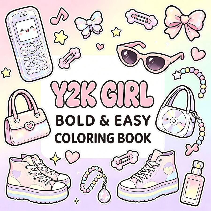 American Vintage Bold Easy-To-Color Book, Suitable For All Ages! Cute Vintage Hamburger, Vinyl Record, Cassette Tape And Western Cowboy Boot Sticker Pages, Nostalgic Stress-Relief Art Activity, Perfect Vintage American Gift For Vintage Lovers