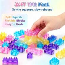 60 piezas - Nee - Bloques de construcción de silicona suave y sensorial - Bloques de construcción realistas para apilar y ensamblar - Juguete interactivo familiar pequeño - Regalo sorpresa para amigos - Multicolor - Ver 10