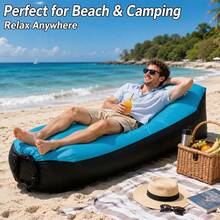 Outdoor Inflatable Sofa Chair (With Storage Bag), Portable Inflatable Sofa, Outdoor Inflatable Mattress, Inflatable Beach Lounge Chair, Enhanced Headrest Design, Suitable For Camping, Beach Trips And Hiking, Easy To Set Up - Multicolor - View 10