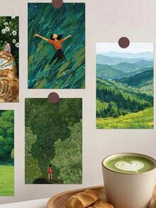 10pcs Green Forest Wall Decals: Postcard-Style Wall Art - 10 Pcs - View 6