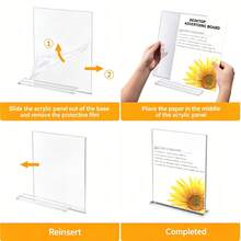 1/2pcs T-Shaped Acrylic Display Stand, Suitable For Home, Office, Retail Store, Restaurant, Wedding And Back To School Season Menu, Card And Flyer Display, Transparent Acrylic Display Stand, Blank Acrylic Sign - Multiple Specifications - View 9