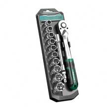 1/4 1/2 3/8 72-Tooth Ratchet Wrench Set, Chrome Vanadium Steel Curved Handle Design, Suitable For Mechanical Repair, Automotive And Home Applications - S 1-4 13pcs Set - View 3