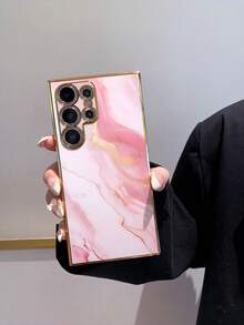 #Android# 1pc Pink Electroplated TPU Soft Nude Pink Gold Ink Marble Pattern Phone Case, Full Coverage Dustproof Waterproof Soft Shell Suitable For Versatile Phone Case/Funny Phone Case/Android Phone Case/ Phone Case/ Phone Case/ Phone Case For Galaxy/Galaxy S26 S25 S24 S23 S22 S21 S20 Plus Ultra FE Case/Galaxy A56 A55 A54 4G 5G Case/Galaxy A16 A15 Case/Galaxy A35 Case/Galaxy A06 Case/Galaxy A53 5G Case/Galaxy A34 Case/ Note 14 13 12 Case/ A5 Case/Funny Phone Case - Multicolor - View 5