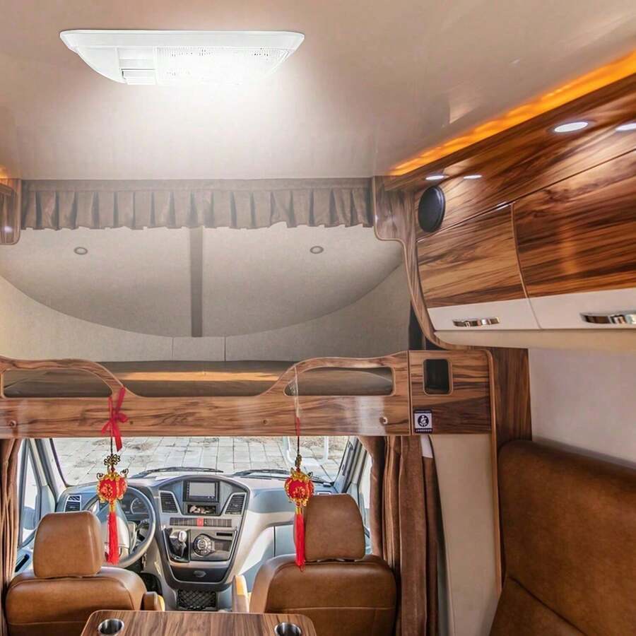Lámpara de techo LED 12V para RV - Iluminación interior para RVs - Adecuada para remolques, caravanas y RVs basadas en barcos - 2 unidades de luz de doble cúpula - Ver 1