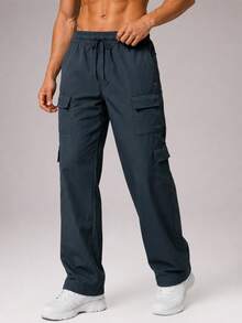 CZRLHYT Men's Loose Wide Leg Outdoor Casual Pants, Drawstring Waist With Pockets, Suitable For Vacation, Daily Wear And Outdoor Sports - Dark Grey - View 5