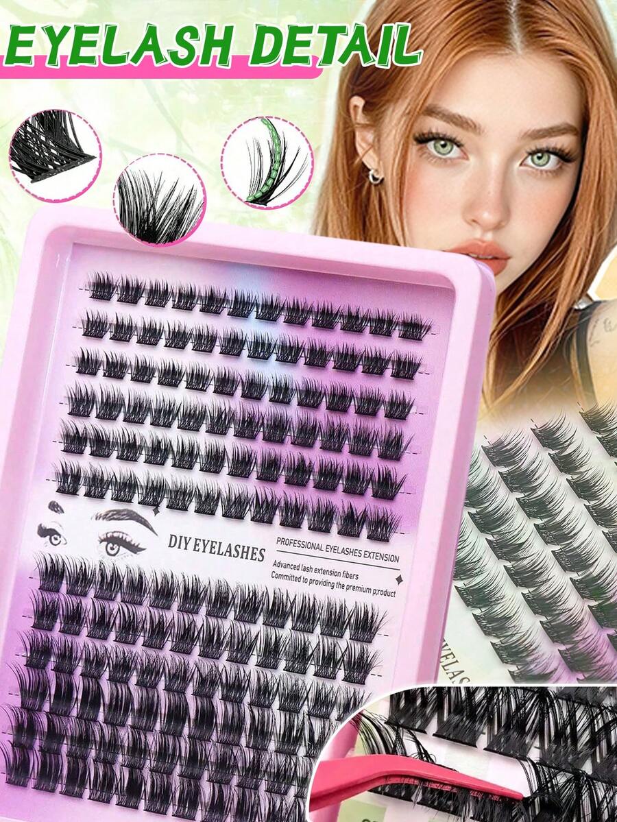 Ayrmilla 144 Clusters Lashes 9-16mm Individual Strip Lashes Easy To Apply, Beginner Friendly Quick Application No Skill Needed Faux Mink Lashes - C - View 1