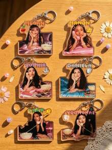 1pc/6pcs Katseye Girl Group Acrylic Keyring Packs, Can Be Used As Backpack Charm, Car Keychain Or Fan Collectible, Suitable For Daily Matching, Concert Support, Fan Meeting, Also A Special Gift For Fan Friends, Applicable All Seasons. - Multicolor - View 4