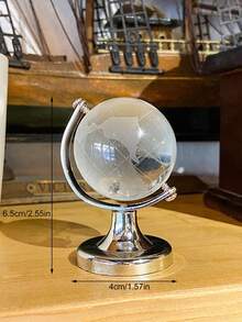 1pc Mini Crystal Globe With Metal Stand, 360° Rotating Glass Globe, Desktop Decor For Home And Office, Creative Birthday Graduation Gift For Students Friends Housewarming - Crystal Ball - View 4