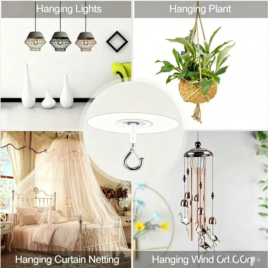 1/2/4/6/8/10pcs Strong Adhesive Ceiling Hooks - Easy Installation, No Drilling, Suitable For Hanging Lights, Plants And Decorations - Multicolor - View 1