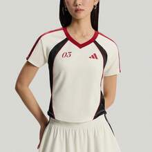 Adidas SLIM FIT TIRO Women's V-Neck Slim Fit Short Sleeve T-Shirt - Jade White - Hanyu White - View 2