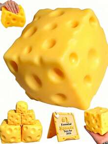 1 pieza Juguete antiestrés de queso, cubo de queso gigante, pelota antiestrés de juguete, juguete antiestrés con forma de queso, pelota apretable, sin rebote, juguete antiestrés para los dedos, juguete de queso para niños, juguete antiestrés crujiente, juguete antiestrés > Juguete apretable para niños - Multicolor - Ver 8