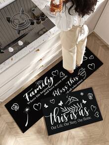 1pc Non-Slip Oil-Resistant Absorbent Kitchen Mat, Simple Rectangular Dirt-Resistant Carpet, Suitable For Living Room, Bedroom, Hallway, Bathroom And Laundry Room Polyester Carpet, Suitable For Indoor And Outdoor Home Decor. - Multicolor - View 7