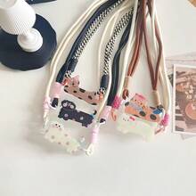 1PC Colorful Cat Phone Case Back Clip With Long Crossbody Strap, Creative Women's Neck Hanging Long Rope, Outdoor Crossbody Chain, Ins Style Long Phone Lanyard, Durable And Sturdy Woven Strap - Multicolor - View 1