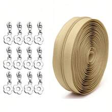3# Nylon Coil Zipper Set, 5m Zipper Tape + 12 Small Flower Zipper Pulls Per Color, Continuous Cuttable Zipper For Clothing, Bags, Home Sewing DIY Crafts - 5m Zipper + 12 Silver Flower Zipper Pulls - View 8
