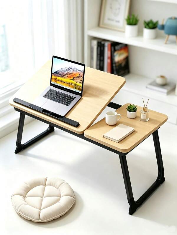 Foldable Laptop Bed Table With Adjustable Tilt Top, Portable Lap Desk With Cup Holder Storage Drawer, Wooden Bed Tray For Sofa Bed Window, Multifunctional Computer Workstation For Reading Working Gaming,Reading Table, Gaming Lap Table