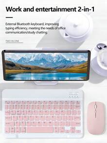 AKKHOO Wireless Keyboard & Mouse Combo Compatible With iPad - Pink - View 6