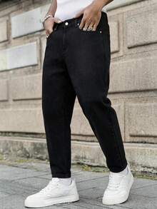 Men's Casual Versatile Commuting Denim Jeans With Pockets - Black - View 3