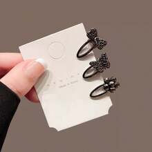 2/5/10pcs Small Black Rhinestone Bow Hair Clips, High-End Luxury Rhinestone Hair Clips, Mini Delicate Side Bangs Hair Clips, Fashion Crocodile Pattern Hair Clips, Suitable For Side Bangs, Forehead Wispy Hair, Suitable For Campus, Dating, Vacation Use, Practical Hair Accessories! (No Card) - Multicolor - View 14