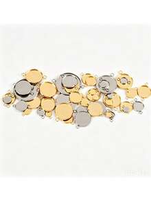 10pcs Stainless Steel Round Blank Base Tray Inlay Frame Blank Double Hole Pendant For DIY Jewelry Making Accessories - Blank Base - View 6