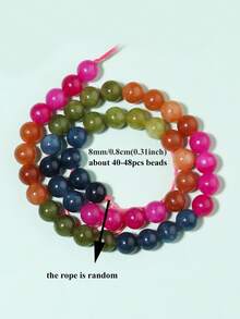 1 Strand 4/6/8/10mm Multicolor Natural Stone Beads Tourmaline Tiger Eye Agates Shell Loose Spacer Beads For Jewelry Making DIY Bracelets Accessories - Multicolor - View 48
