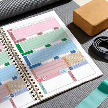 1pc A5 Mini Colorful Floral Print Weight Loss Tracker Journal, Gold Spiral Notebook, For Daily Fitness Record, Diet Log, Body Data Tracking, Gym & Home Workout Use, Preprinted Weight & Exercise Log Inner Pages - Multicolor - View 5