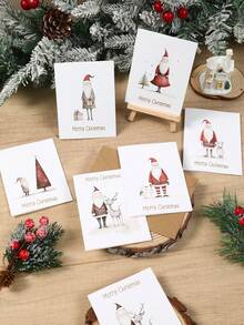 24pcs/12sets Christmas Greeting Cards With Envelopes, Perfect For Christmas Wishes And Thank You Notes, Santa Claus Pattern, Christmas Blessing Cards, Christmas Party Decoration, Christmas Gifts, Merry Christmas Decor, Christmas New Year Greeting Cards, Floral Greeting Cards, Merry Christmas Decoration, Christmas Decoration, Winter Decoration, Christmas Party Favors, 2027 New Year Decoration, Decoration, Decoration - Santa Claus - View 11