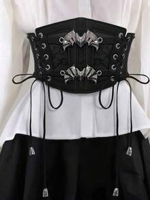 1pc Gothic Punk Steampunk Lace Tassel Tie Waist Belt, Suitable For Halloween Night Party Or Daily Outfit Matching - Gun Black - View 12