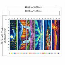 6 Peças Kit Completo de Material para Marcador de Livro de Ponto Cruz Aurora Secret Landscape, Montanhas, Lagos, Cenário Natural, Iniciante do Zero, DIY, Presente Criativo Feito à Mão - multicolorido - Visão 3