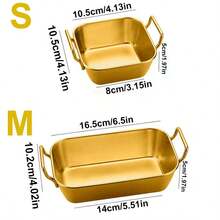 1pc Stainless Steel Gold Dual-Handle Snack Tray, Creative Candy & French Fries Basket Tray - Multicolor - View 6