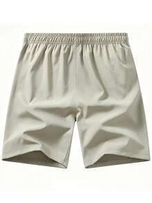 1pc Men's Summer Sports Casual Shorts Beach Shorts Army Green Elastic Waist With Drawstring Inner Lining Adjustable Comfort Basketball Running Workout City Commute Home Leisure Versatile Style - Khaki - View 7