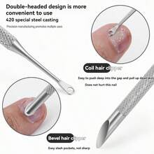 1/2 Pre-Ground Nail File, Double-Ended Steel Pusher, Russian Double-Ended Hoof-Shaped Steel Pusher, Angled Side Nail Trimming Tool For Dead Corners, Nail Polishing Sandpaper, Suitable For Toenails And Foot Cleaning - Multicolor - View 4