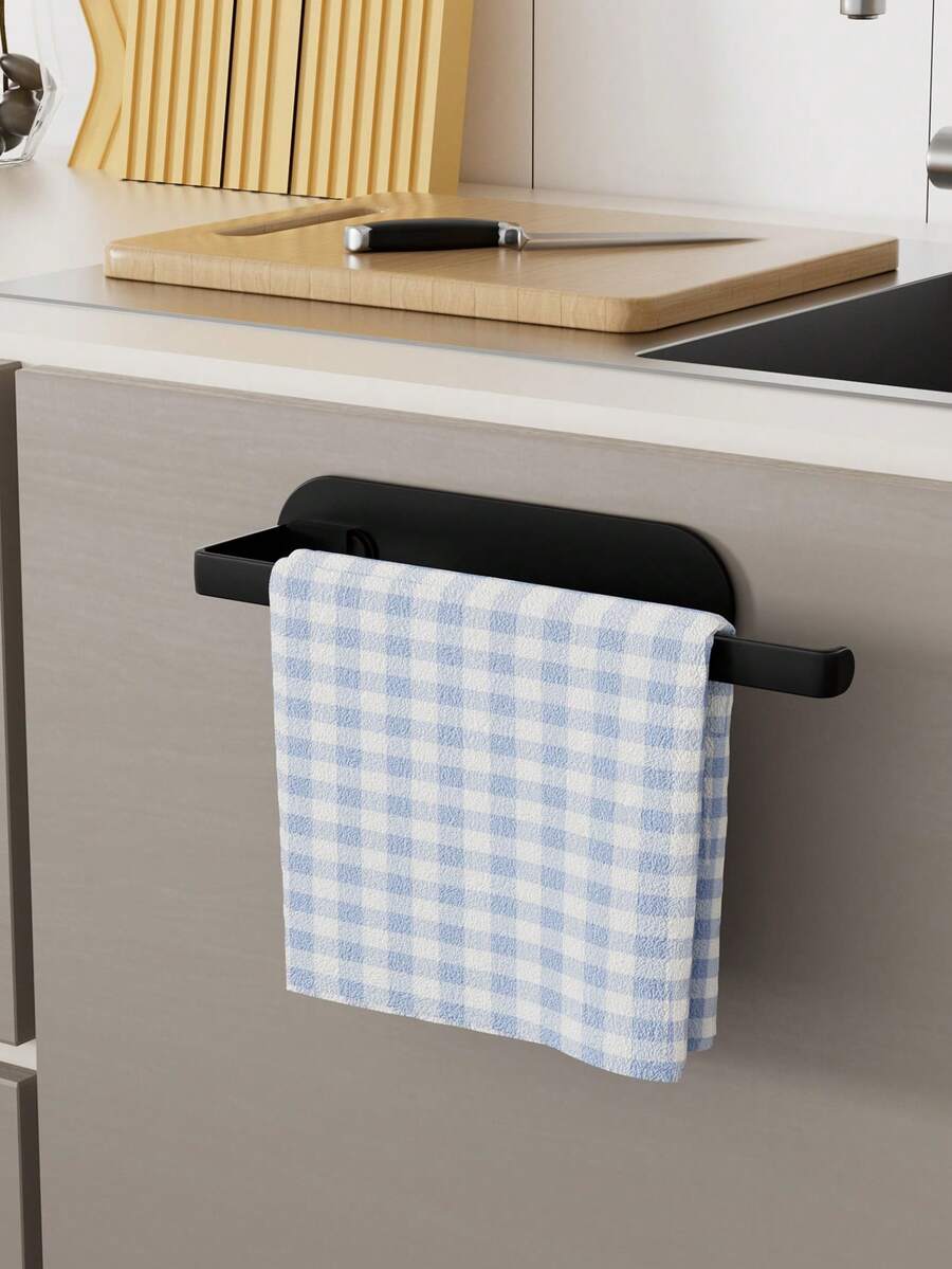 No-Drill Wall-Mounted Towel Rack, Strong Load Capacity Single Bar Holder For Towels And Washcloths, Space-Saving Bathroom Organizer, Perfect For Home And Kitchen Use, For Bathroom And Kitchen Towel Storage