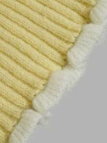 Nicenter Women's Autumn/Winter Comfortable Ribbed Knit Ruffle Trim Round Neck Button Short Cardigan Sweater Long Sleeve Basic Top - Yellow - View 6