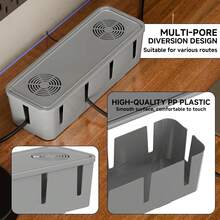 Grey Dustproof Power Cord Storage Box With Heat Dissipation Socket Box Home Office Cable Organizer - Multicolor - View 6