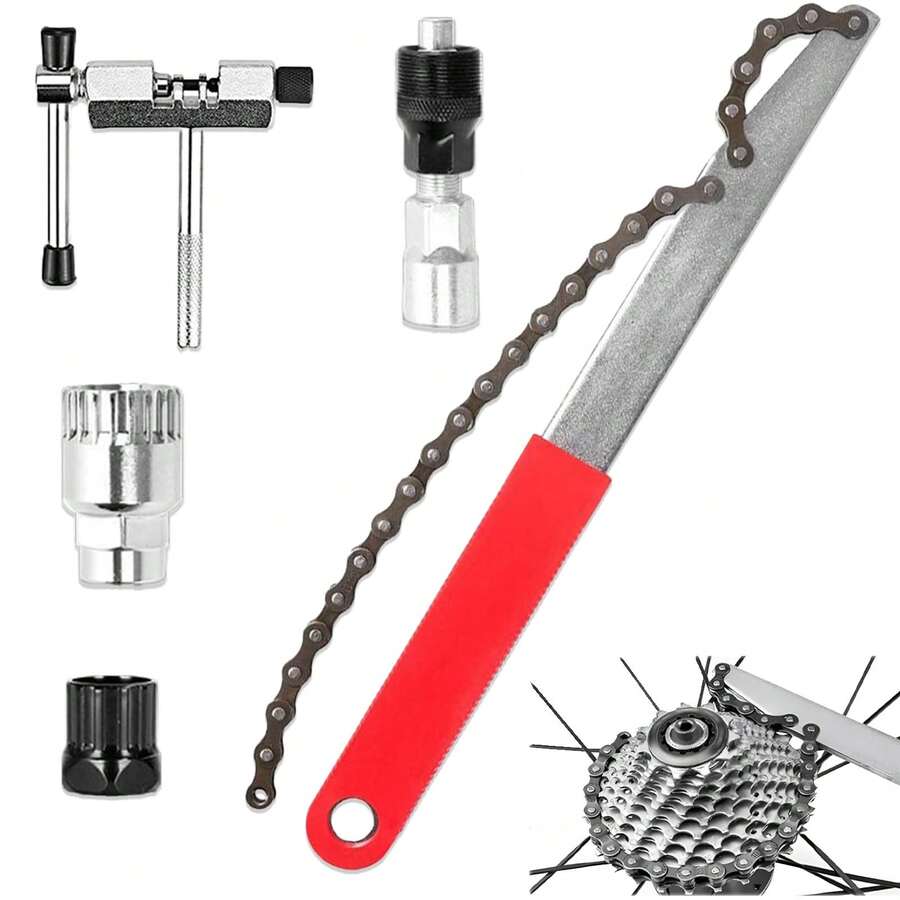 5-In-1 Chainring Removal Tool, Cassette Remover, Freewheel Chain Whip, Chainring Puller, Bicycle Chain Whip, Bicycle Crank Puller For Bicycle Freewheel - 5-in-1 Chain Breaker Tool - View 1