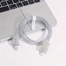 銀色/幻彩水鑽數據線保護套，兼容 Apple 18-20W 快充充電器，極簡防斷裂，延長線材壽命，防寵物啃咬，質感高級，送給男友/女友/好友的實用禮物 - 彩色 - 查看 5