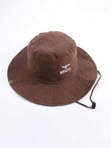 1pc Unisex Wide Brim Solid Color Embroidered Bucket Hat, Korean Style Fashion Retro Sun Hat For Spring Summer Autumn Winter, Versatile Outdoor Cycling Hiking Sun Protection Hat, Suitable For Daily Use, Back To School, Autumn Outings - A - View 16