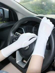 Women's Lightweight Ice Silk Sun Protection Fingerless Gloves, Breathable, Non-Sweating, Long Style, UV Protection For Outdoor Driving - Multicolor - View 9