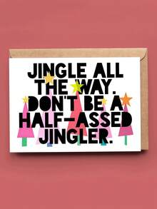 1pc Funny "Jingle All The Way" Sarcastic Christmas Card With Envelope - Humorous Holiday Greeting For Friends & Coworkers, Blank Inside - View 6