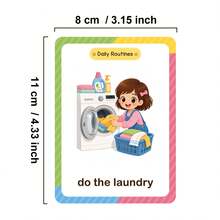 Lachilly Montessori Toddler Daily Routine Flashcards | English French Spanish Trilingual Vocabulary Cards | Early Learning Educational Toy | Language Ability Development | Children's Flashcards | Teach English French Spanish - Multicolor - View 4